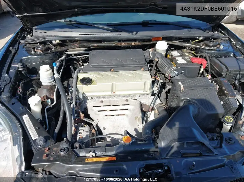 2011 MITSUBISHI ECLIPSE VIN 4A31K2DF0BE601016 — фото 10