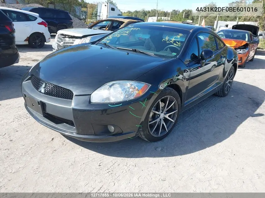 2011 MITSUBISHI ECLIPSE VIN 4A31K2DF0BE601016 — фото 2