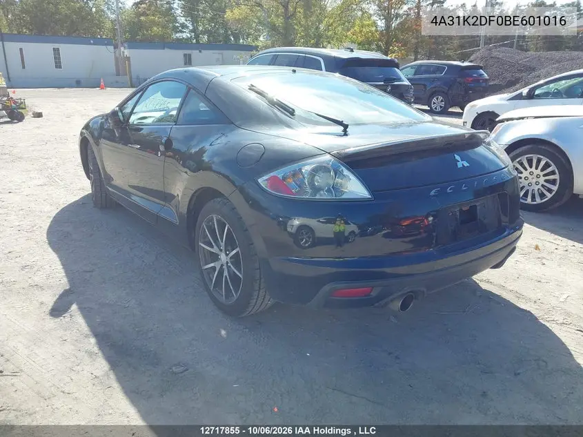 2011 MITSUBISHI ECLIPSE VIN 4A31K2DF0BE601016 — фото 3
