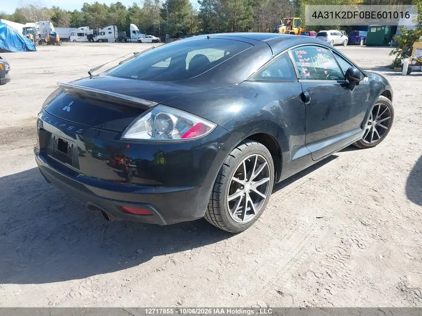 2011 MITSUBISHI ECLIPSE VIN 4A31K2DF0BE601016 — фото 4