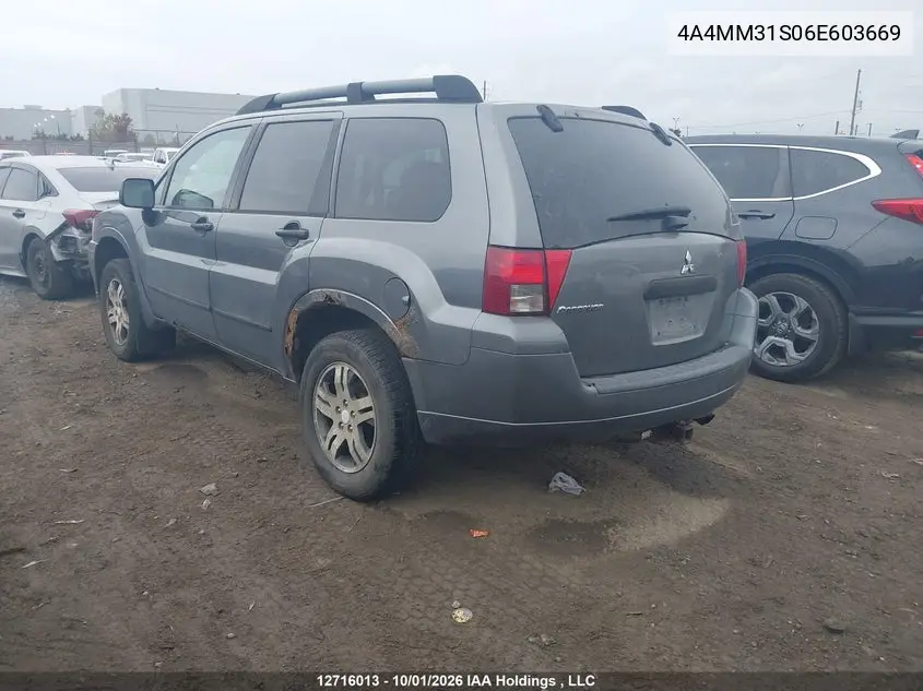2006 MITSUBISHI ENDEAVOR VIN 4A4MM31S06E603669 — фото 3