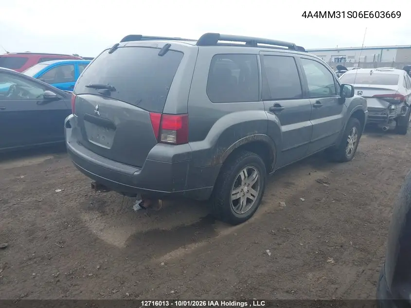 2006 MITSUBISHI ENDEAVOR VIN 4A4MM31S06E603669 — фото 4