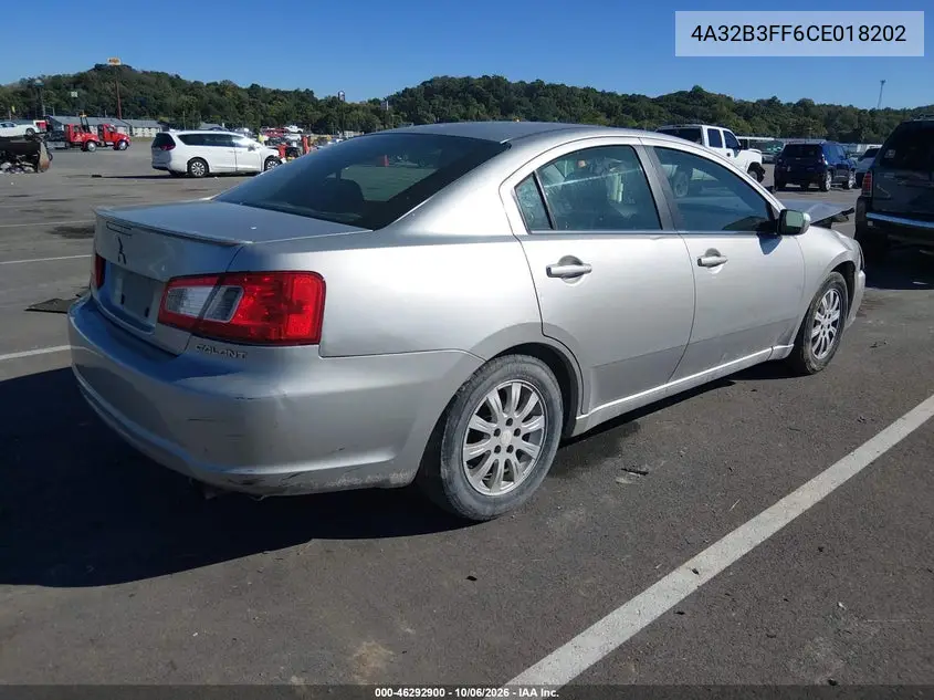 2012 MITSUBISHI GALANT VIN 4A32B3FF6CE018202 — фото 4