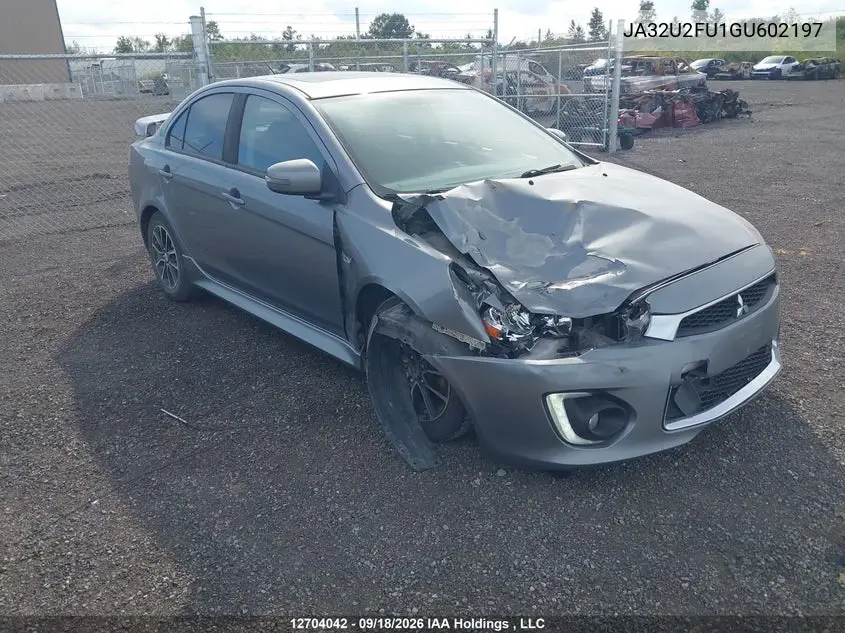 MITSUBISHI LANCER 2016, VIN JA32U2FU1GU602197