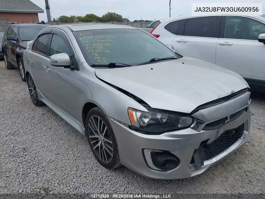 MITSUBISHI LANCER 2016, VIN JA32U8FW3GU600956