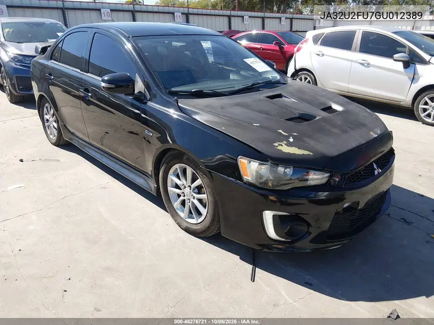 MITSUBISHI LANCER 2016, VIN JA32U2FU7GU012389