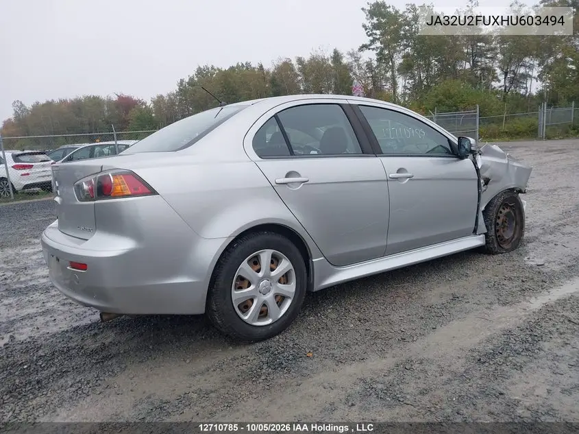 2017 MITSUBISHI LANCER VIN JA32U2FUXHU603494 — фото 4
