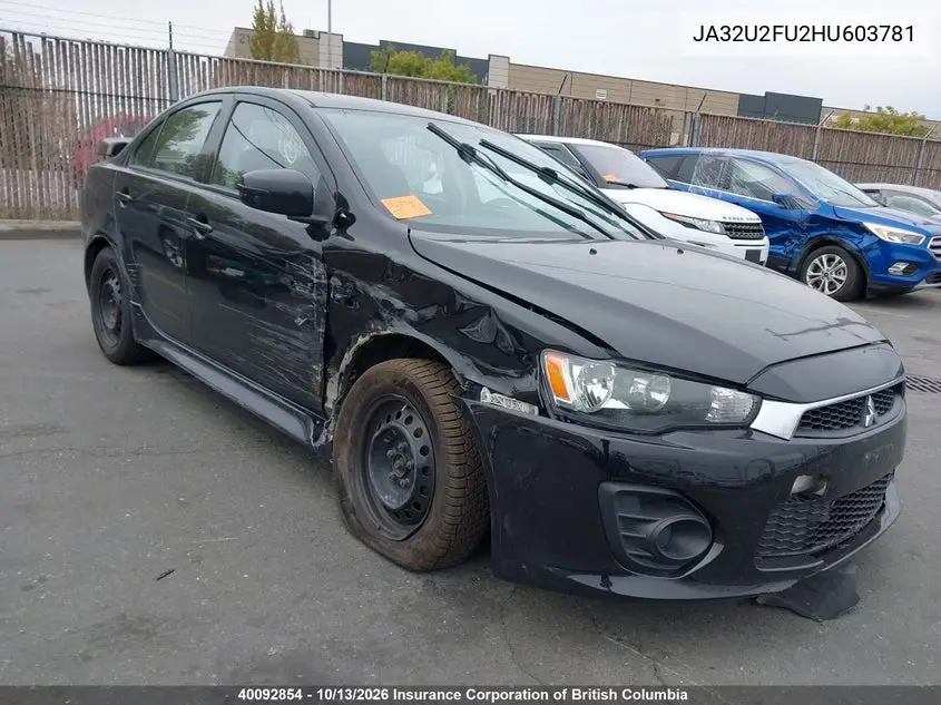 MITSUBISHI LANCER 2017, VIN JA32U2FU2HU603781