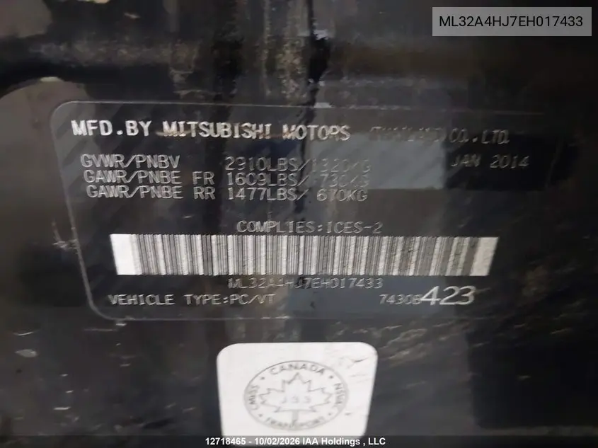 2014 MITSUBISHI MIRAGE VIN ML32A4HJ7EH017433 — фото 19