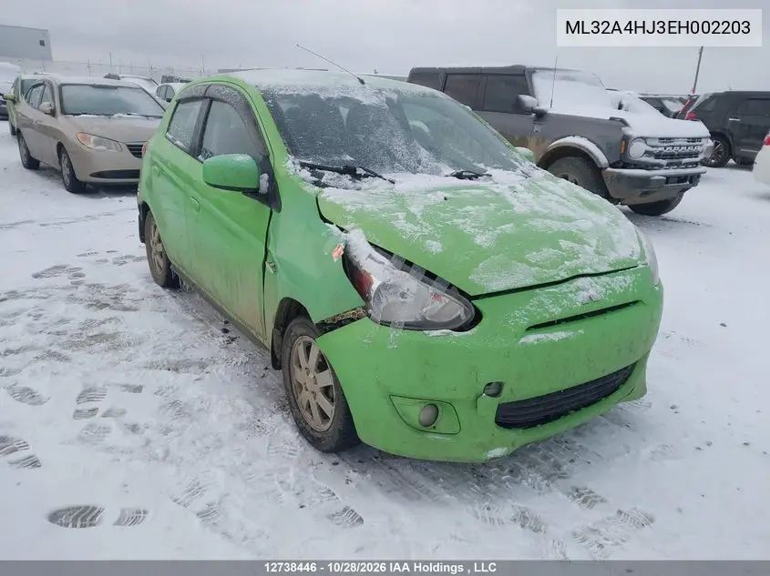 MITSUBISHI MIRAGE 2014, VIN ML32A4HJ3EH002203