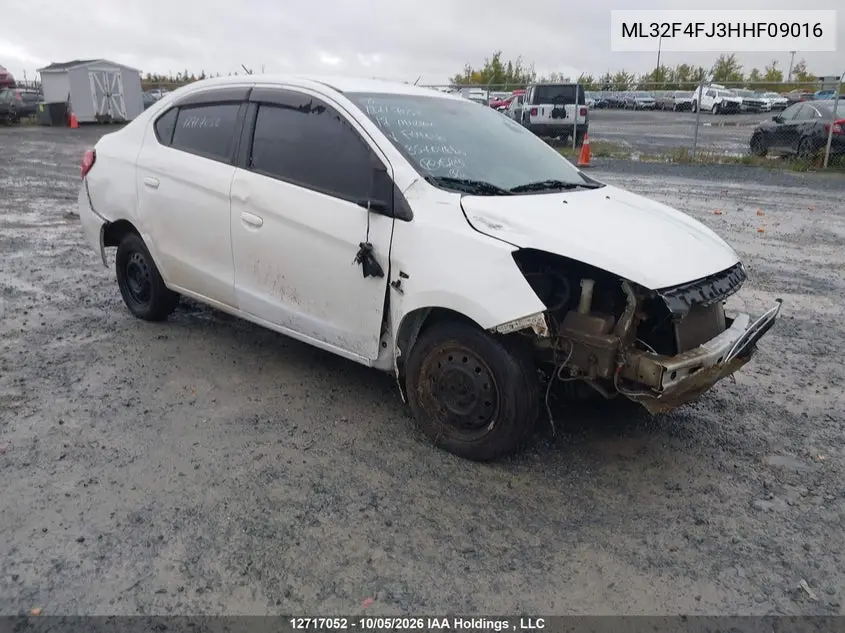 MITSUBISHI MIRAGE 2017, VIN ML32F4FJ3HHF09016