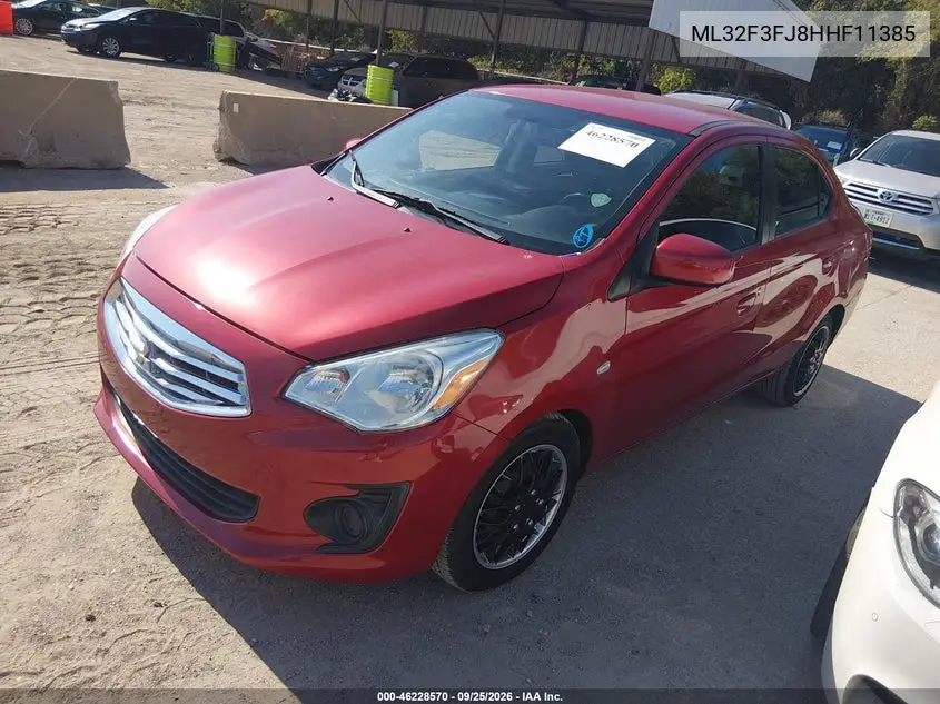 2017 MITSUBISHI MIRAGE VIN ML32F3FJ8HHF11385 — фото 2