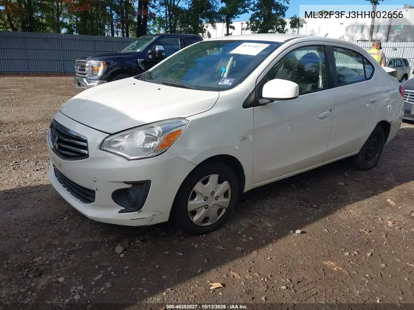 2017 MITSUBISHI MIRAGE VIN ML32F3FJ3HH002656 — фото 2