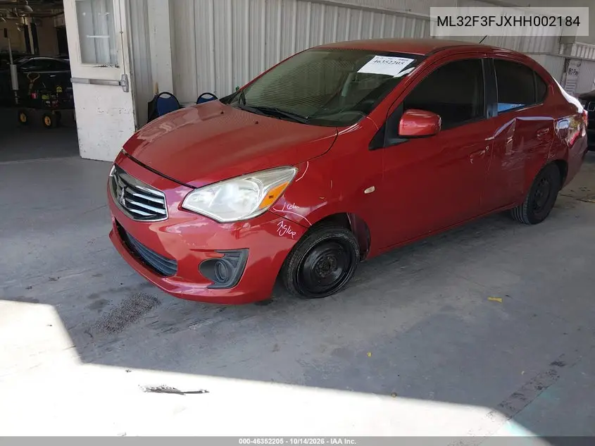 2017 MITSUBISHI MIRAGE VIN ML32F3FJXHH002184 — фото 2