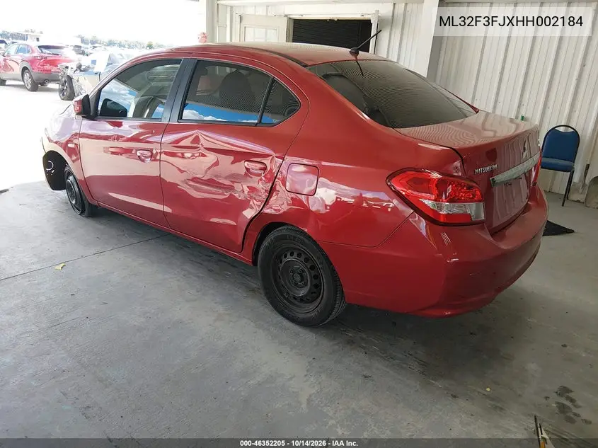 2017 MITSUBISHI MIRAGE VIN ML32F3FJXHH002184 — фото 3