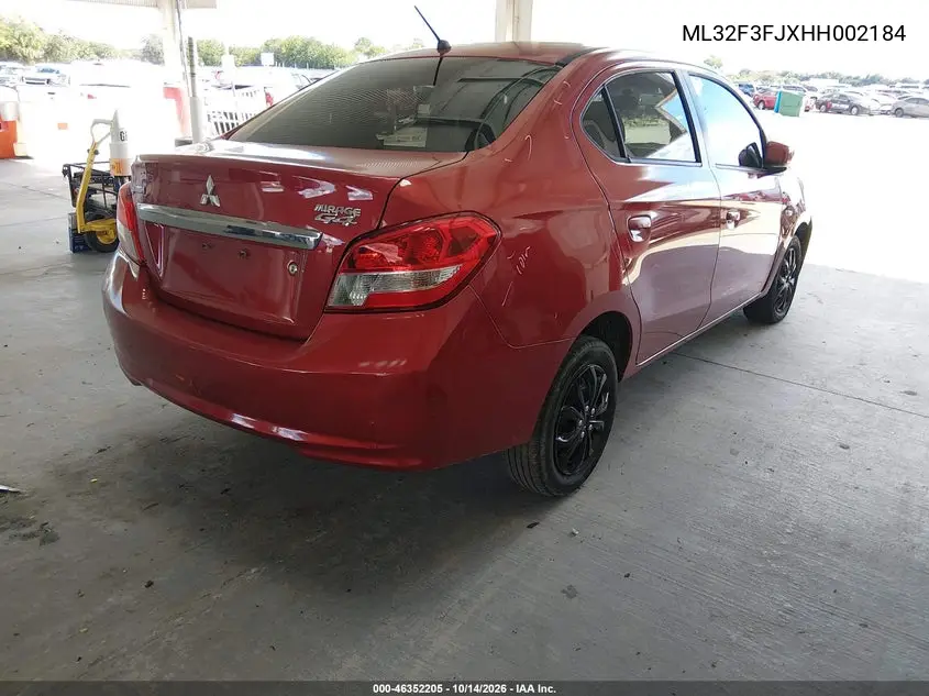 2017 MITSUBISHI MIRAGE VIN ML32F3FJXHH002184 — фото 4