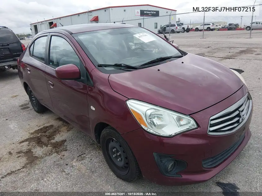 MITSUBISHI MIRAGE 2017, VIN ML32F3FJ7HHF07215