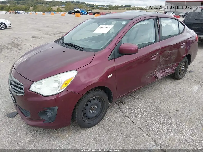2017 MITSUBISHI MIRAGE VIN ML32F3FJ7HHF07215 — фото 2