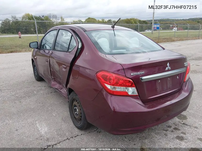 2017 MITSUBISHI MIRAGE VIN ML32F3FJ7HHF07215 — фото 3