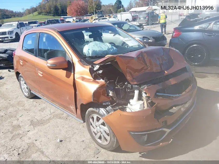 MITSUBISHI MIRAGE 2018, VIN ML32A4HJ6JH013996
