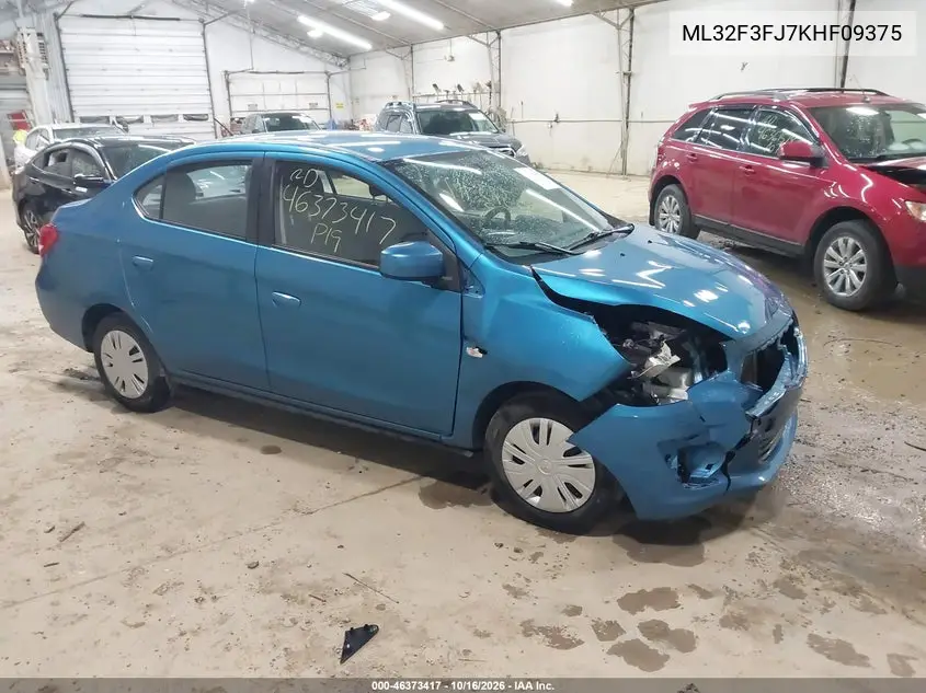 MITSUBISHI MIRAGE 2019, VIN ML32F3FJ7KHF09375