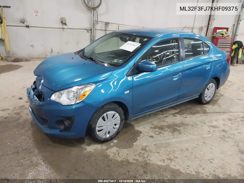 2019 MITSUBISHI MIRAGE VIN ML32F3FJ7KHF09375 — фото 2