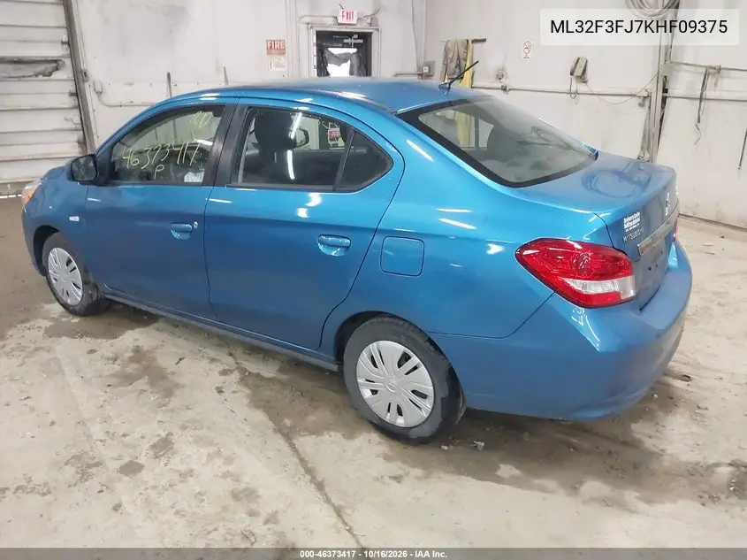 2019 MITSUBISHI MIRAGE VIN ML32F3FJ7KHF09375 — фото 3