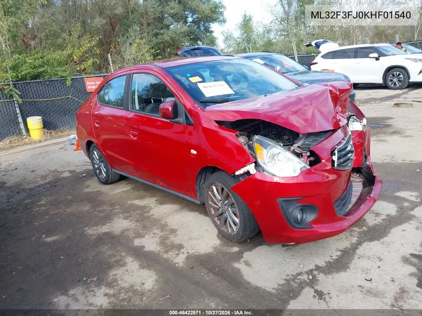 MITSUBISHI MIRAGE 2019, VIN ML32F3FJ0KHF01540