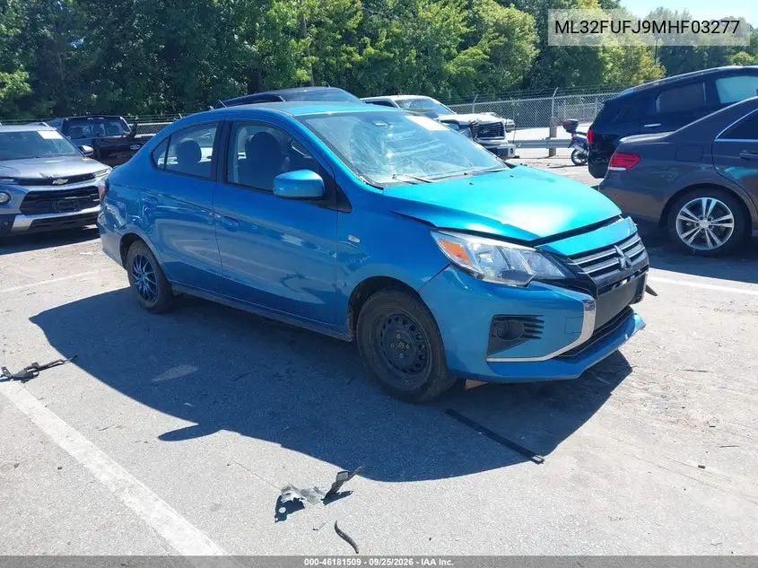 MITSUBISHI MIRAGE 2021, VIN ML32FUFJ9MHF03277