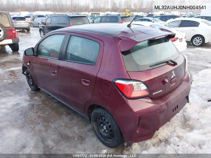 2022 MITSUBISHI MIRAGE VIN ML32AUHJ0NH004541 — фото 3