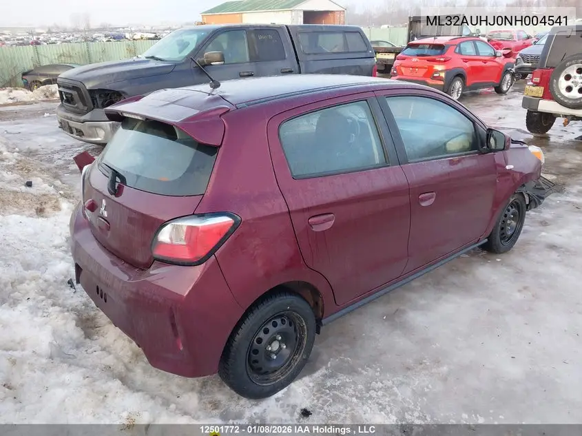 2022 MITSUBISHI MIRAGE VIN ML32AUHJ0NH004541 — фото 4