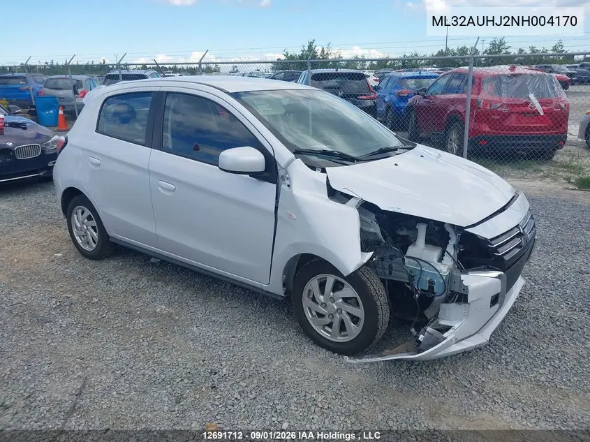 MITSUBISHI MIRAGE 2022, VIN ML32AUHJ2NH004170