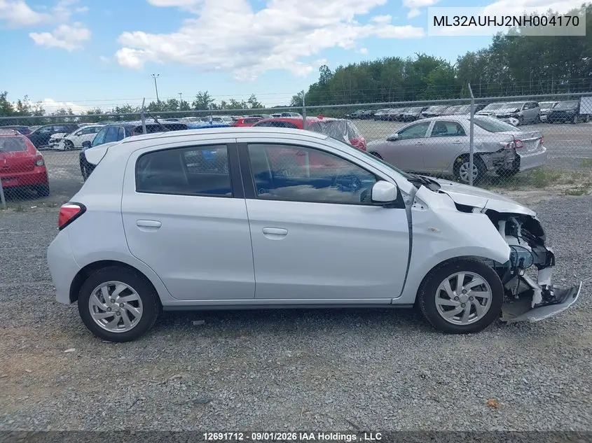 2022 MITSUBISHI MIRAGE VIN ML32AUHJ2NH004170 — фото 14