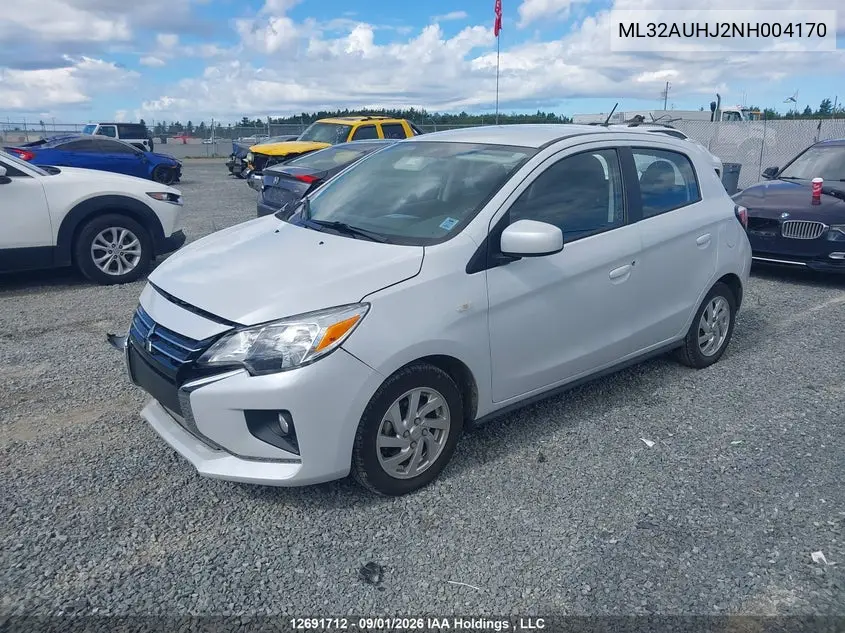 2022 MITSUBISHI MIRAGE VIN ML32AUHJ2NH004170 — фото 2