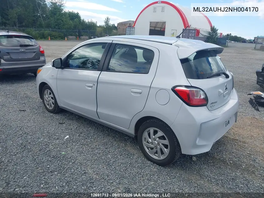 2022 MITSUBISHI MIRAGE VIN ML32AUHJ2NH004170 — фото 3