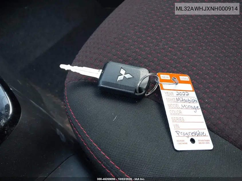 2022 MITSUBISHI MIRAGE VIN ML32AWHJXNH000914 — фото 11
