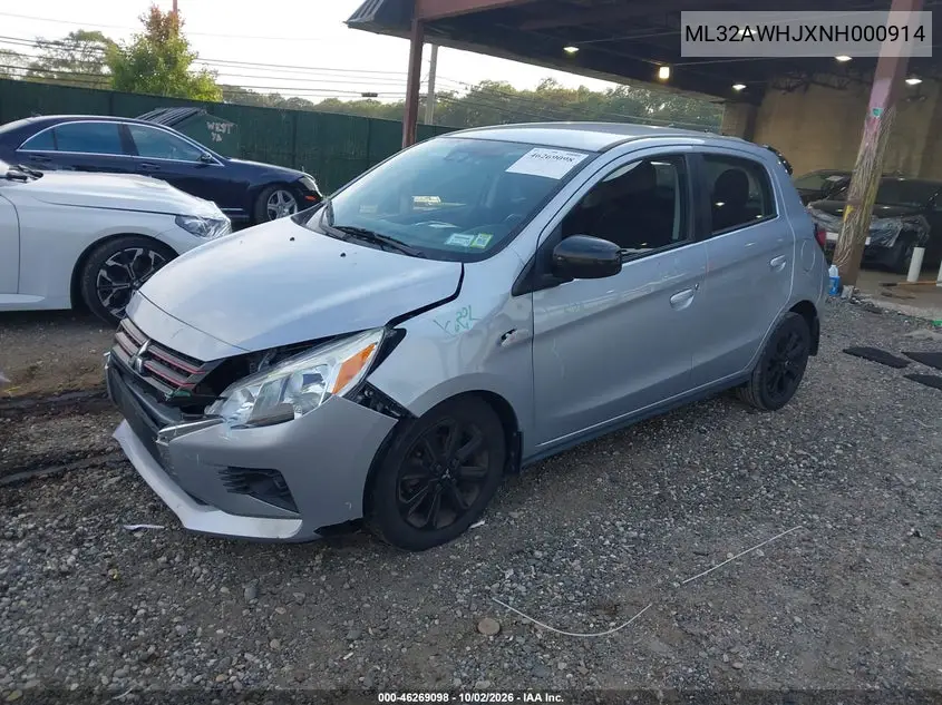2022 MITSUBISHI MIRAGE VIN ML32AWHJXNH000914 — фото 2