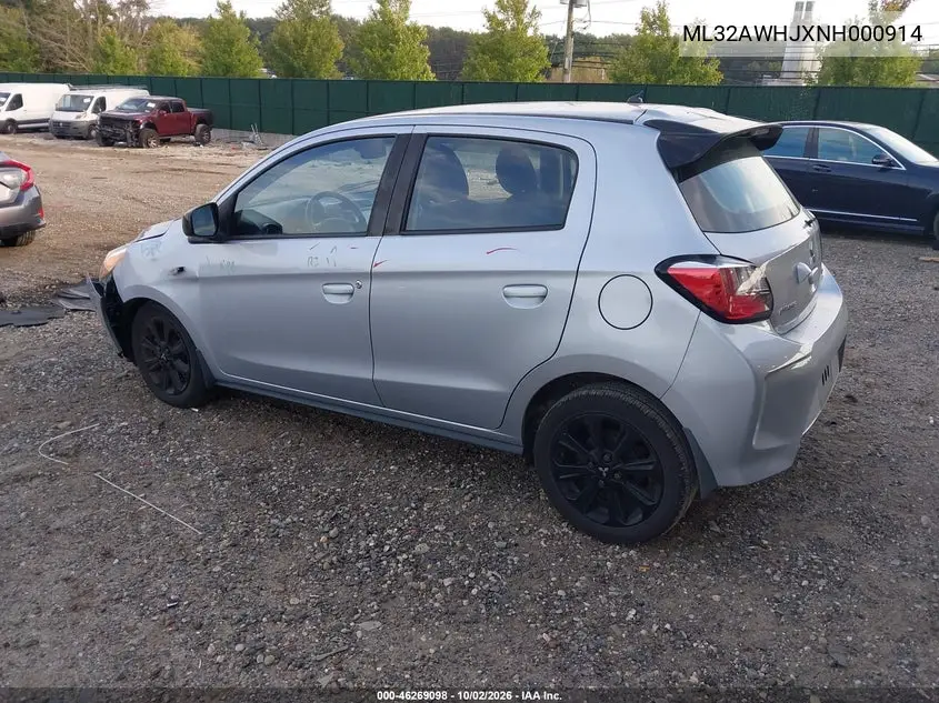 2022 MITSUBISHI MIRAGE VIN ML32AWHJXNH000914 — фото 3