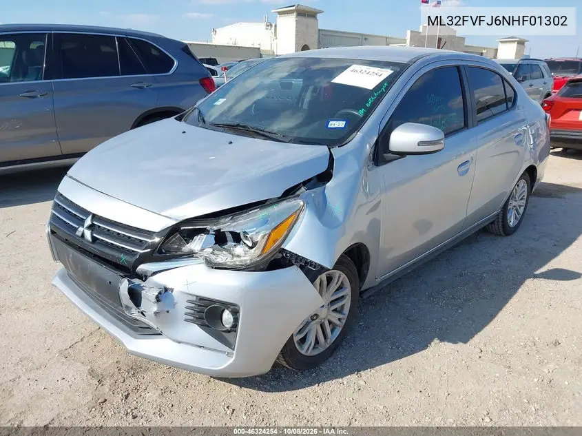 2022 MITSUBISHI MIRAGE VIN ML32FVFJ6NHF01302 — фото 2