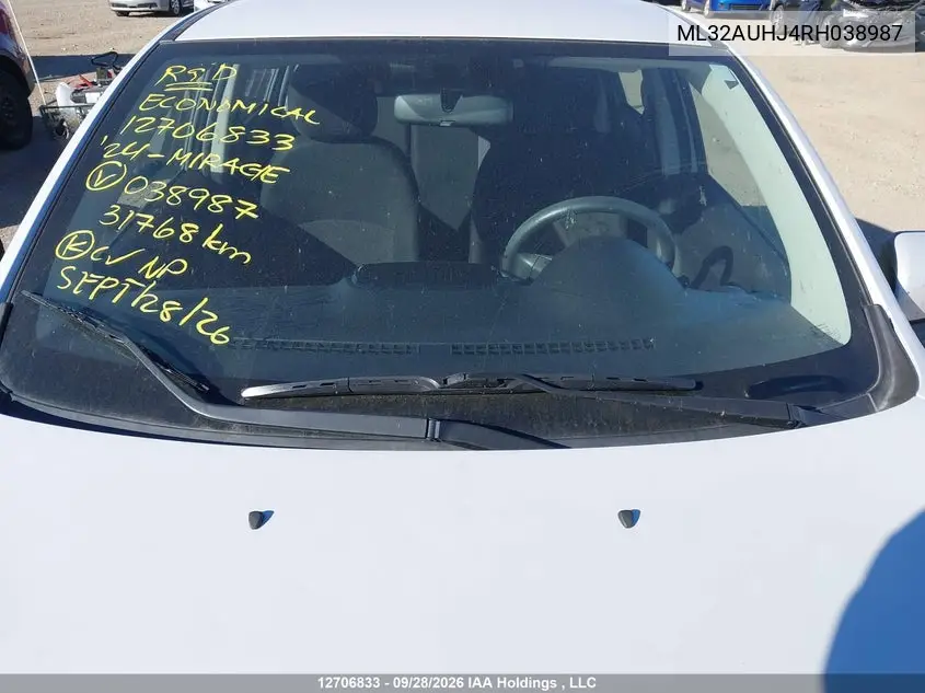 2024 MITSUBISHI MIRAGE VIN ML32AUHJ4RH038987 — фото 17