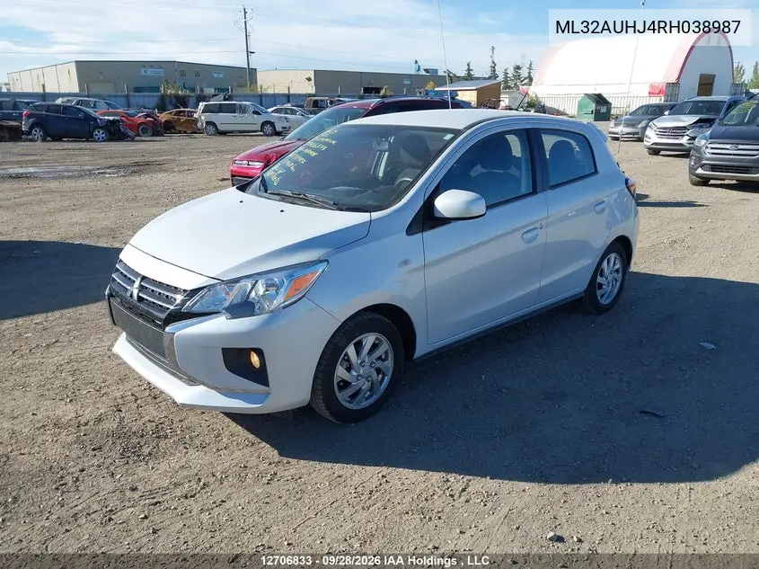 2024 MITSUBISHI MIRAGE VIN ML32AUHJ4RH038987 — фото 2