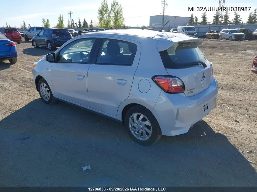 2024 MITSUBISHI MIRAGE VIN ML32AUHJ4RH038987 — фото 3