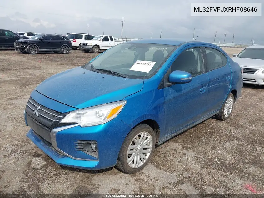 2024 MITSUBISHI MIRAGE VIN ML32FVFJXRHF08646 — фото 2