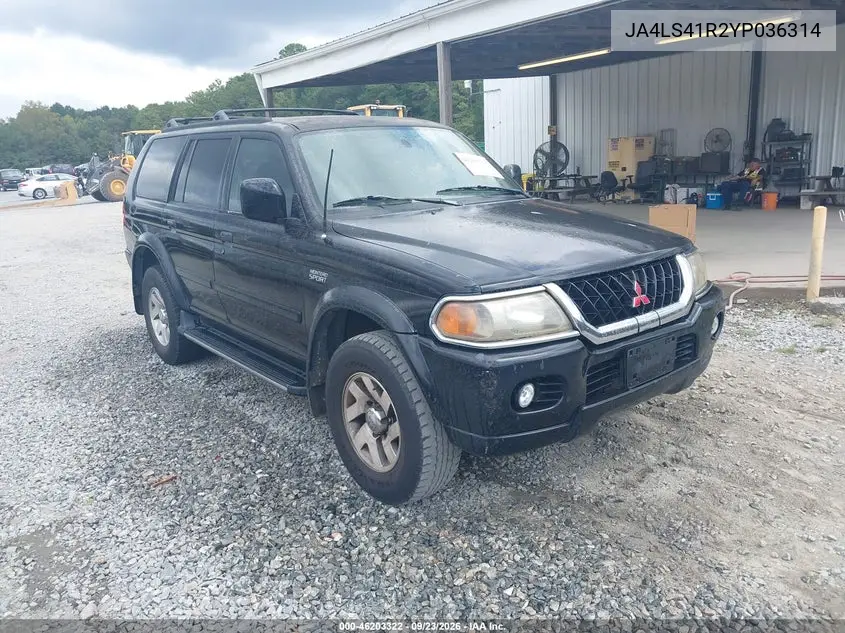 MITSUBISHI MONTERO SPORT 2000, VIN JA4LS41R2YP036314