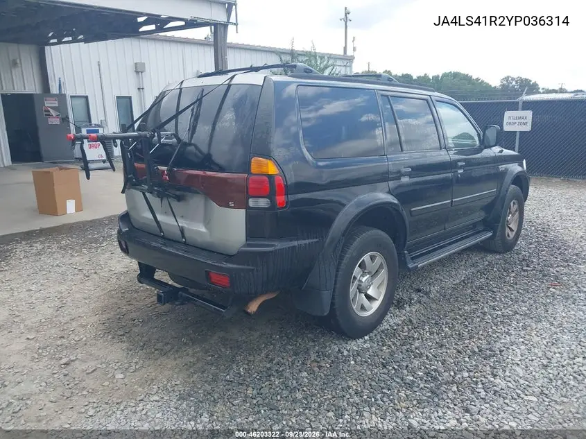 2000 MITSUBISHI MONTERO SPORT VIN JA4LS41R2YP036314 — фото 4