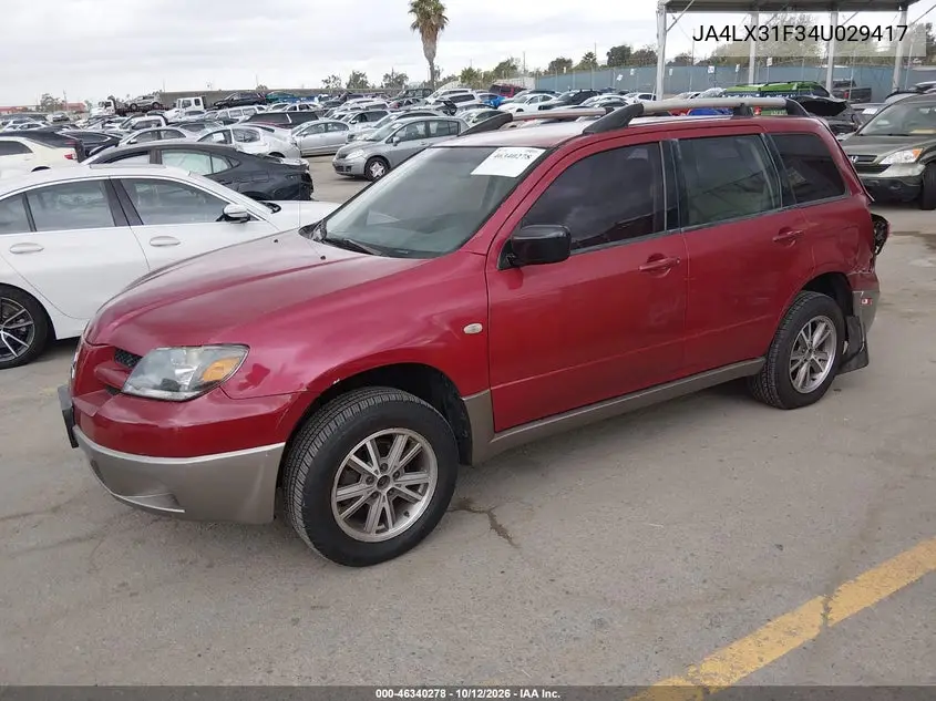 2004 MITSUBISHI OUTLANDER VIN JA4LX31F34U029417 — фото 2