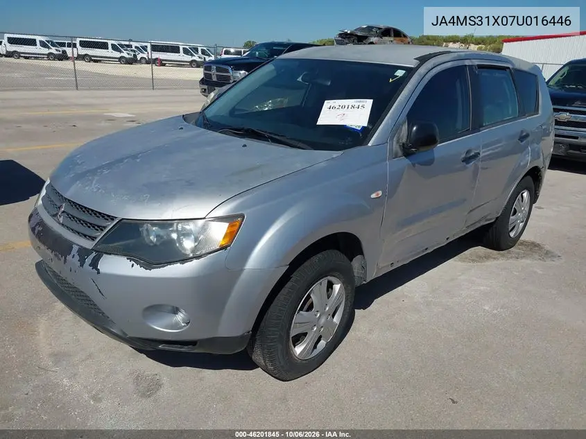 2007 MITSUBISHI OUTLANDER VIN JA4MS31X07U016446 — фото 2
