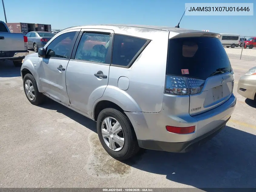 2007 MITSUBISHI OUTLANDER VIN JA4MS31X07U016446 — фото 3