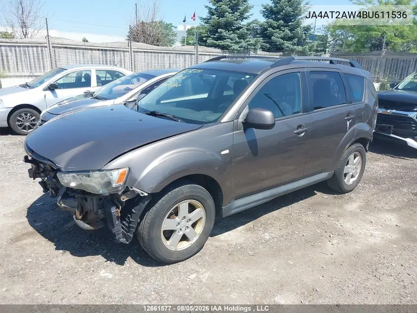 2011 MITSUBISHI OUTLANDER VIN JA4AT2AW4BU611536 — фото 2