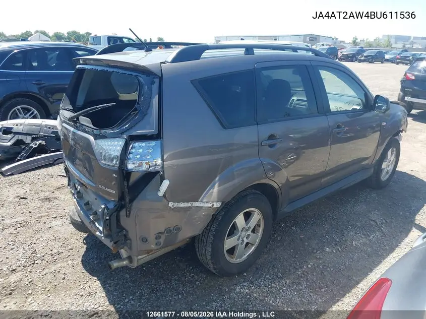 2011 MITSUBISHI OUTLANDER VIN JA4AT2AW4BU611536 — фото 4